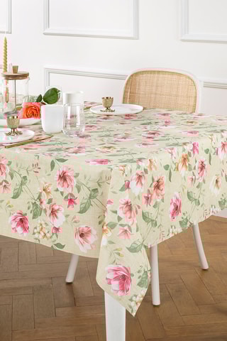 Nappe rectangulaire Sérénade florissante - Taupe et rose