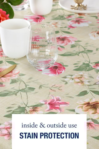 Nappe rectangulaire Sérénade florissante - Taupe et rose