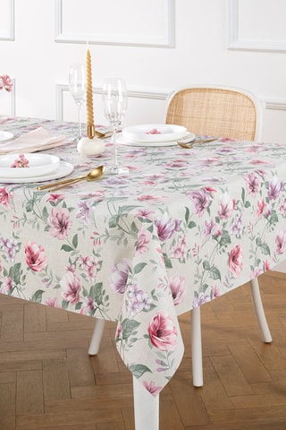 Nappe rectangulaire Sérénade florissante - Gris et rose