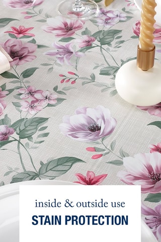 Nappe rectangulaire Sérénade florissante - Gris et rose