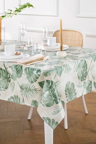 Nappe rectangulaire Fougère - Taupe et vert