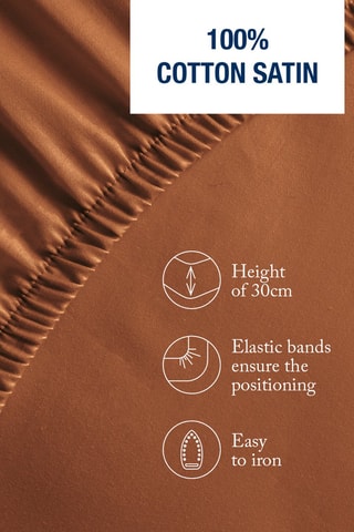 Drap-housse en satin de coton 80 fils/cm² Margaux - Marron