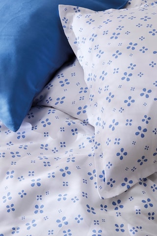 Drap-housse en satin de coton 200 fils/cm² Mirabelle - Bleu
