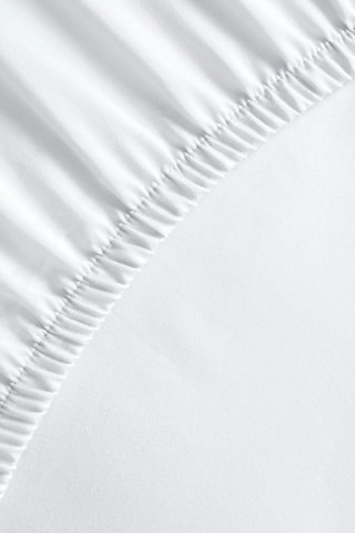 Drap-housse en satin de coton 200 fils/cm² Uni - Blanc