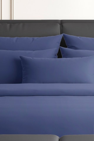 2 taies d'oreiller en satin de coton 80 fils/cm² Uni - Bleu