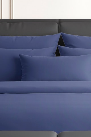 2 taies d'oreiller en satin de coton 80 fils/cm² Uni - Bleu