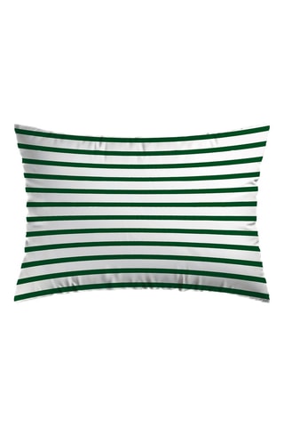 2 taies d'oreiller en satin de coton 80 fils/cm² Marinière - Vert et blanc - 50 x 70 cm