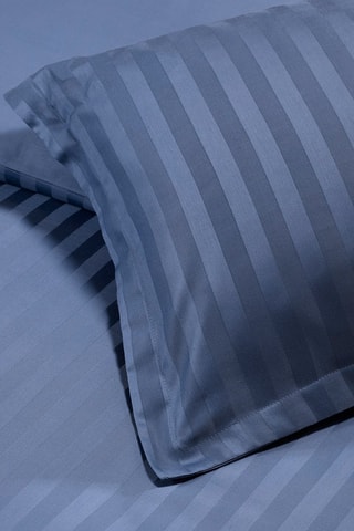 2 taies d'oreiller en satin de coton Dobby - Bleu