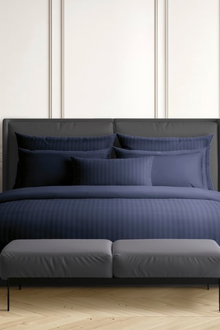 2 taies d'oreiller en satin de coton 80 fils/cm² - Bleu foncé