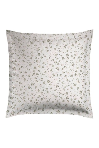2 taies d'oreiller en satin de coton 80 fils/cm² Jasmine - Vert et blanc