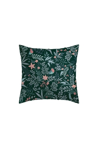 2 taies d'oreiller en satin de coton 80 fils/cm² Jardin Volant - Vert et rose