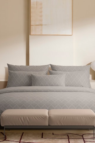 Parure de couette en satin de coton 80 fils/cm² Harmonie végétale - Taupe