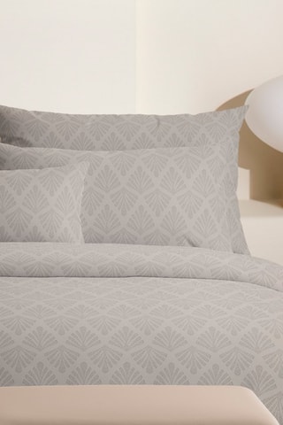 Parure de couette en satin de coton 80 fils/cm² Harmonie végétale - Taupe