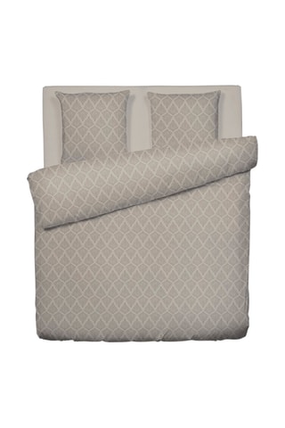 Parure de couette en satin de coton 80 fils/cm² Harmonie végétale - Taupe