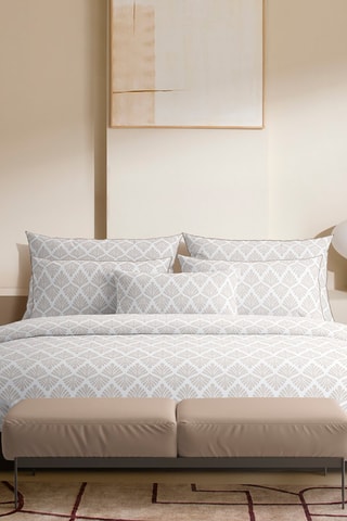 Parure de couette en satin de coton 80 fils/cm² Harmonie végétale - Blanc