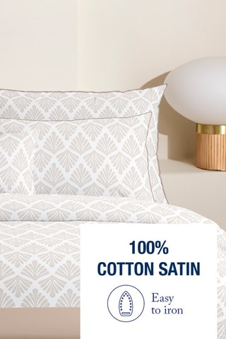 Parure de couette en satin de coton 80 fils/cm² Harmonie végétale - Blanc