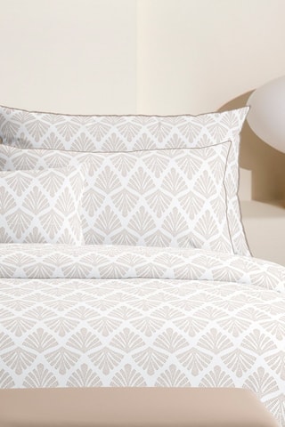 Parure de couette en satin de coton 80 fils/cm² Harmonie végétale - Blanc