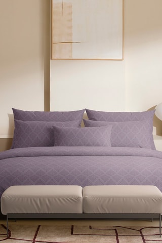 Parure de couette en satin de coton 80 fils/cm² Harmonie végétale - Violet