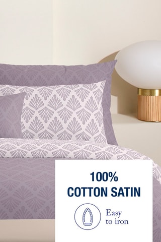 Parure de couette en satin de coton 80 fils/cm² Harmonie végétale - Violet et lilas