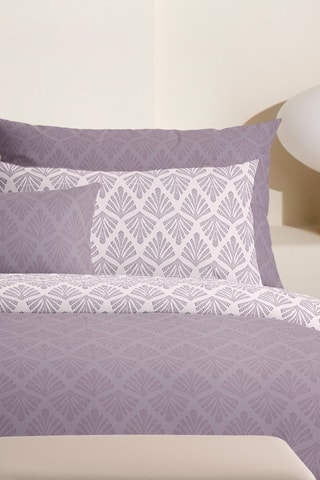 Parure de couette en satin de coton 80 fils/cm² Harmonie végétale - Violet et lilas