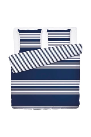 Parure de couette en satin de coton 80 fils/cm² Alizée - Bleu et blanc