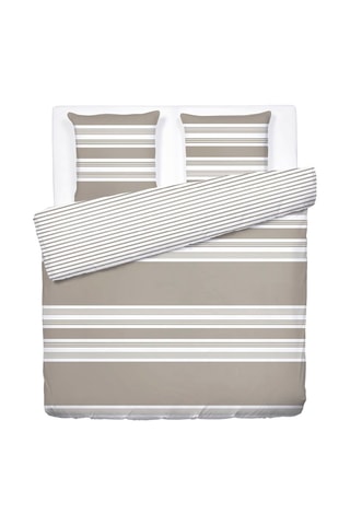 Parure de couette en satin de coton 80 fils/cm² Alizée - Taupe et blanc