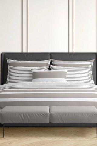 Parure de couette en satin de coton 200 fils/cm² Marinière - Taupe