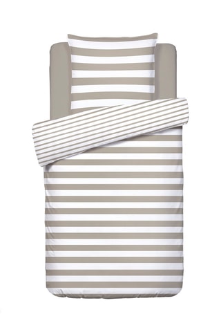 Parure de couette en satin de coton 200 fils/cm² Marinière - Taupe