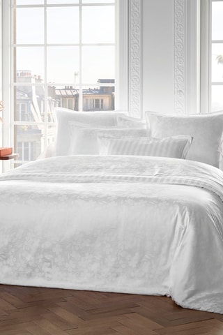Parure de couette en satin de coton 120 fils/cm² Cresson de fontaine - Blanc