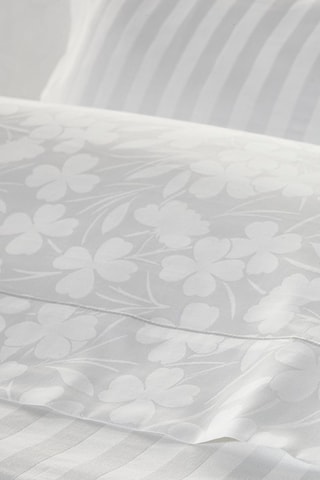 Parure de couette en satin de coton 120 fils/cm² Cresson de fontaine - Blanc