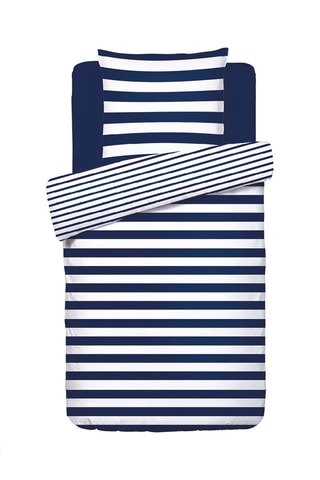 Parure de couette en satin de coton 200 fils/cm² Marinière - Bleu marine