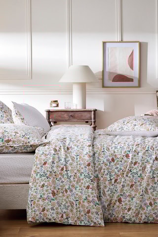 Parure de couette en satin de coton 200 fils/cm² Prairie - Blanc