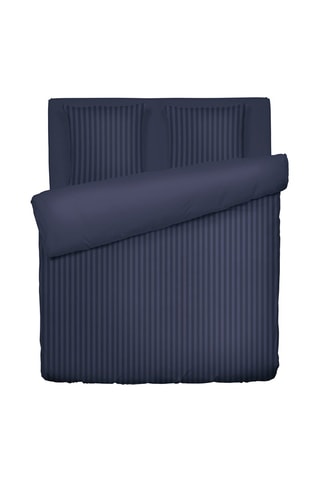 Parure de couette en satin de coton 80 fils/cm² Dobby - Bleu foncé