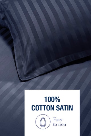 Parure de couette en satin de coton 80 fils/cm² Dobby - Bleu foncé