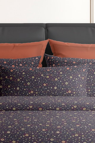 Parure de couette en satin de coton 80 fils/cm² Pétunia - Violet et orange