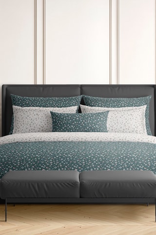 Parure de couette en satin de coton 80 fils/cm² Jasmine - Vert et Blanc