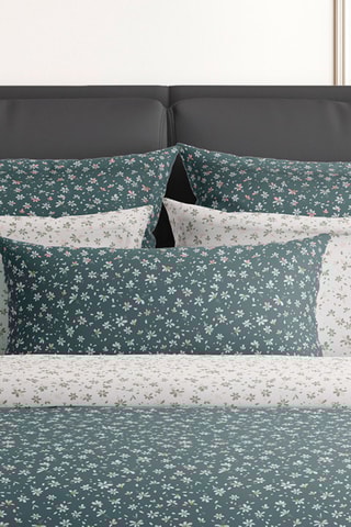 Parure de couette en satin de coton 80 fils/cm² Jasmine - Vert et Blanc