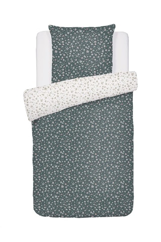 Parure de couette en satin de coton 80 fils/cm² Jasmine - Vert et Blanc