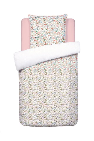 Parure de couette en satin de coton 200 fils/cm² Prairie Fleurie Petit Pois - Blanc