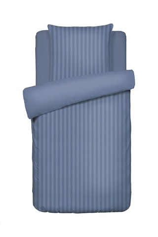Parure de couette en satin de coton Dobby - Bleu