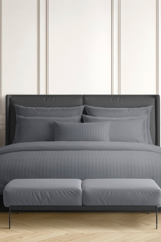 Parure de couette en satin de coton Dobby - Gris foncé