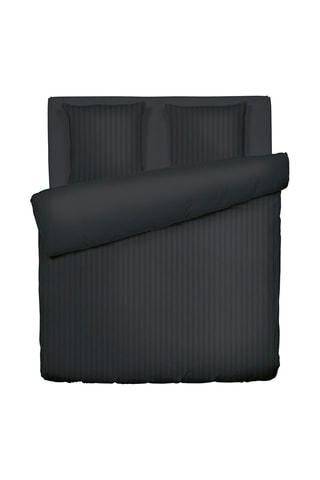Parure de couette en satin de coton 80 fils/cm² Dobby - Anthracite et noir