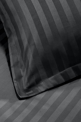Parure de couette en satin de coton 80 fils/cm² Dobby - Anthracite et noir