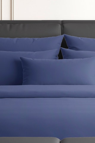 Parure de couette en satin de coton 80 fils/cm² Uni - Bleu