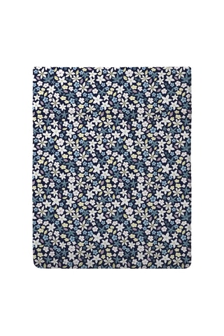 Drap plat en satin de coton 200 fils/cm² Etoile de Printemps - Bleu