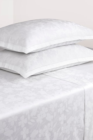 Parure de draps en satin de coton 80 fils/cm² Cresson de fontaine - Blanc