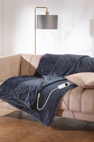 Plaid chauffant en flanelle - Gris - 180 x 130 cm