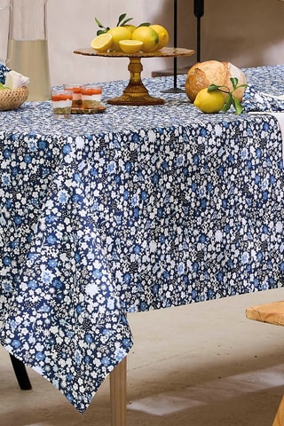 Nappe antitache rectangulaire Fleurs de nuit - Bleu
