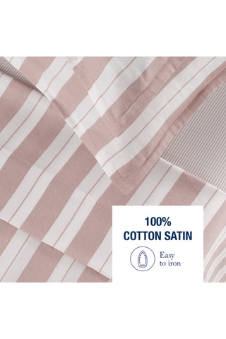 2 taies d'oreiller en satin de coton Fines lignes - 80 fils/cm² - Vieux rose