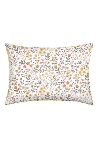 2 taies d'oreiller en satin de coton Havre d'ambre - 80 fils/cm² - Blanc et jaune